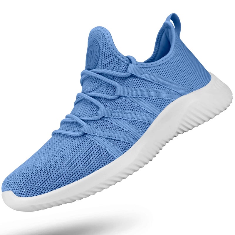 Feethit Womens Slip On Running Shoes Non Slip Walking Shoes Lightweight Gym Workout Shoes Breathable Fashion Sneakers All Sky Blue Size 10.5 - Image 1